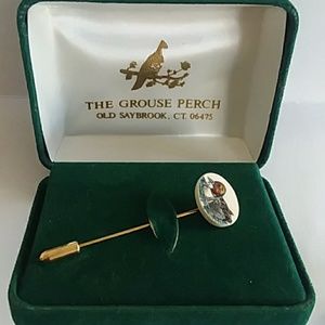 Scrimshaw duck hat pin